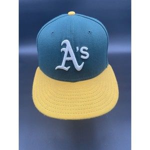 Oakland A's New Era 59Fifty Fitted Hat/Cap Green Size 7 1/4 Logo Made In USA